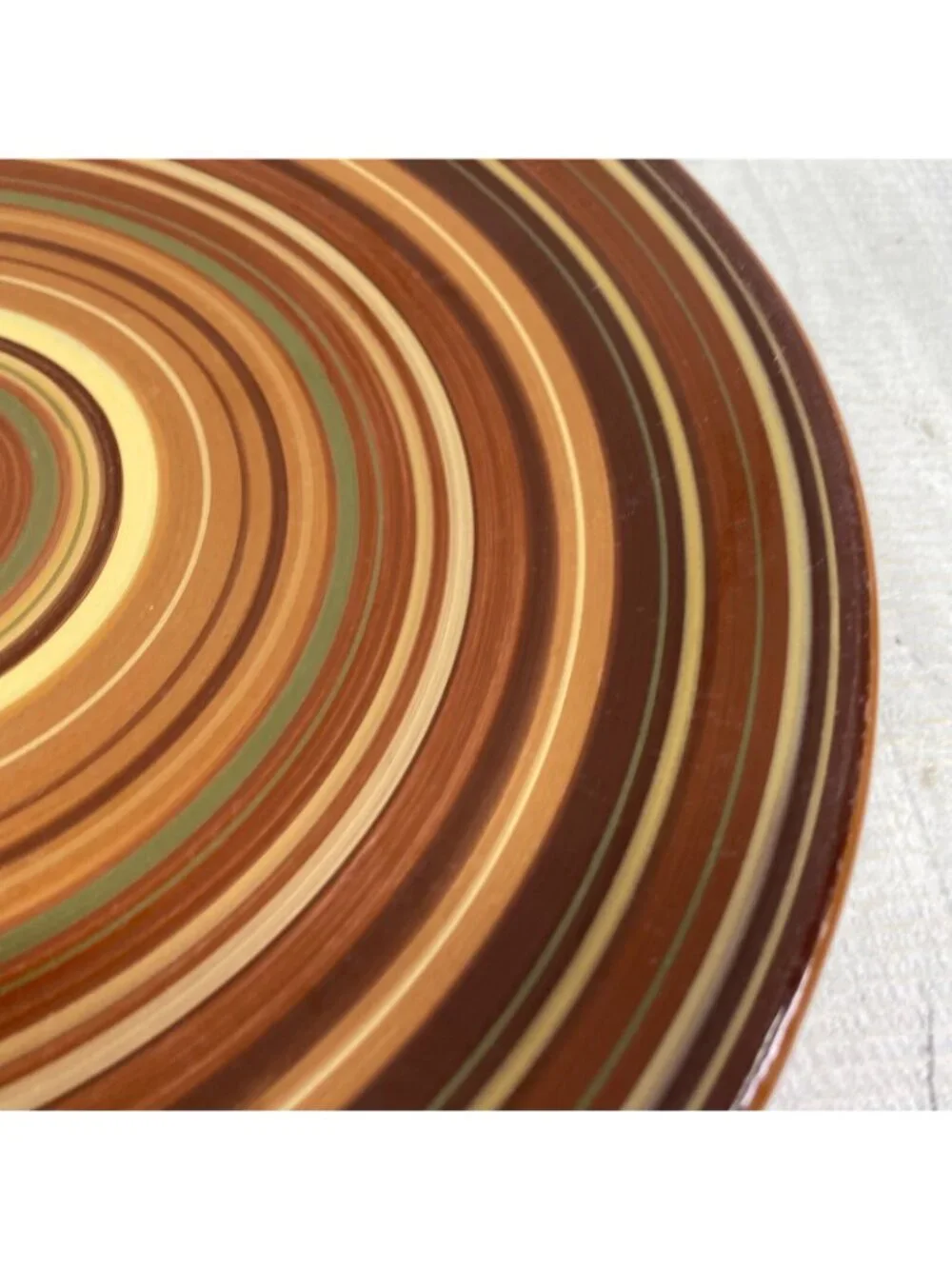 Raymond Waites Certified Intl RONDO Brown Rust Yellow Rings Dinner Plate Set 4